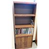 Image 1 : Tall Wooden Shelving Unit w/ Bottom Cabinet & Misc Books (RM-301)