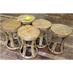 Qty 5 Woven Rattan Stools (RM-Theater)