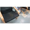 Image 2 : Qty 2 Wooden Lounge Chairs w/ Black Cushions (RM-Music)