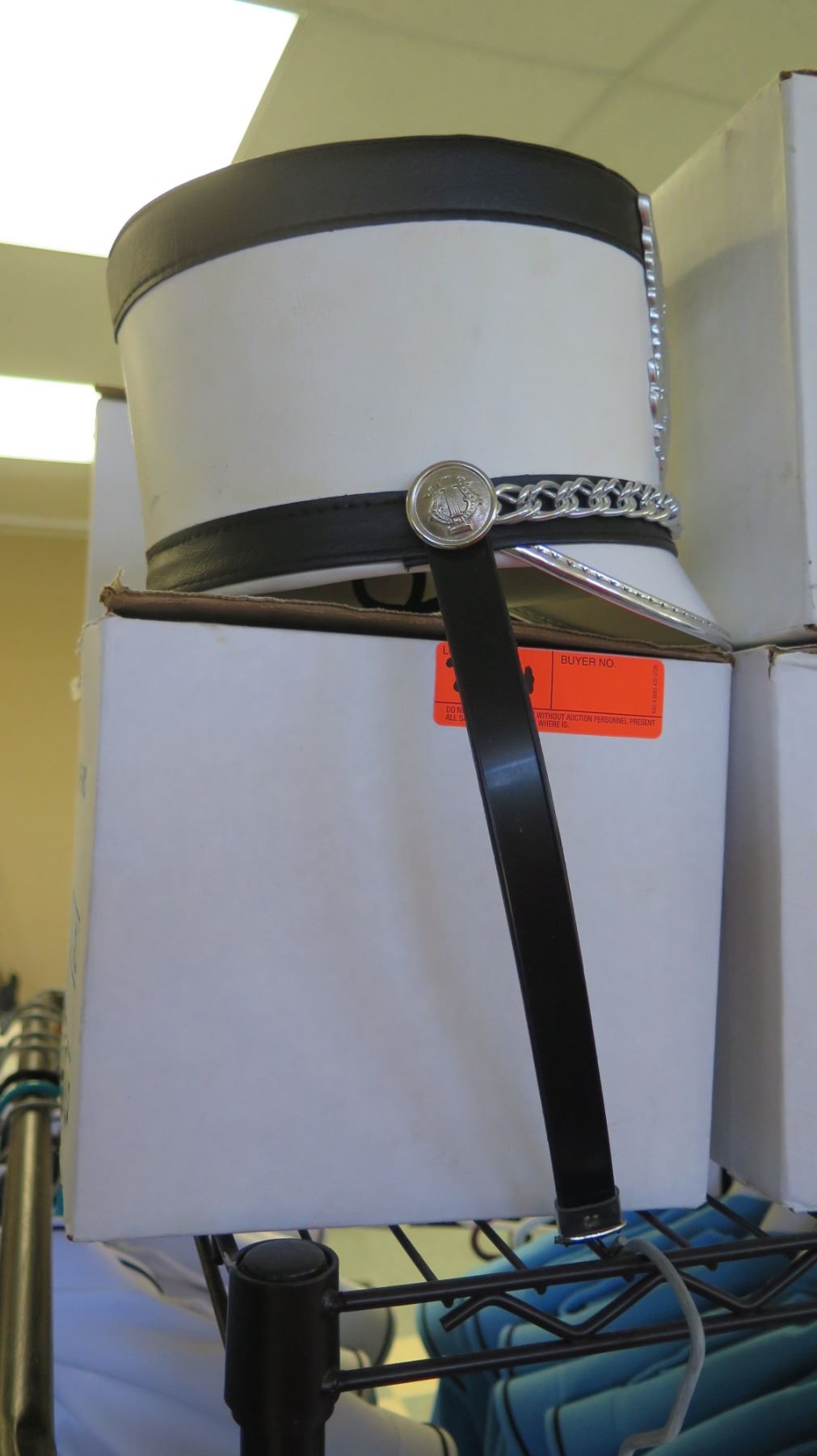 Rolling Racks w/ Marching Band Uniforms (approx. 49) & Hats (approx 48 ...