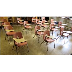 Qty 21 Plastic Chairs w/ Attached Desks (RM-221)