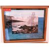 Image 1 : Framed Photographic Hula Dancer/Ocean Print "22.5 x 19" (RM-101)