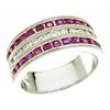 Image 1 : Ladies 18 k white gold ruby and diamond band