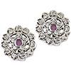 Image 1 : 14 k White gold ruby and diamond cluster stud ear