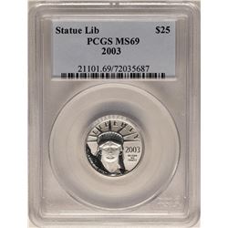 2003 $25 Platinum American Eagle Coin PCGS MS69