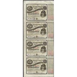 Uncut Sheet of (4) State of Louisiana Baby Bond Obsolete Notes