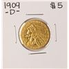 Image 1 : 1909-D $5 Indian Head Half Eagle Gold Coin