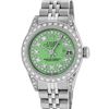 Image 2 : Rolex Ladies Stainless Steel 26MM Green String Diamond Lugs Datejust Wristwatch