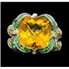 Image 2 : 8.75 ctw Citrine, Tsavorite and Lemon Quartz Ring - 18KT White Gold