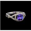 Image 1 : 14KT White Gold 1.22 ctw Tanzanite and Diamond Ring