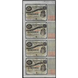 Uncut Sheet of (4) State of Louisiana Baby Bond Obsolete Notes