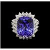 Image 2 : 11.23 ctw Tanzanite and Diamond Ring - 14KT White Gold