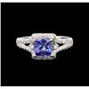 Image 2 : 14KT White Gold 1.44 ctw Tanzanite and Diamond Ring