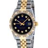 Image 2 : Rolex Mens 2 Tone 14K Blue Vignette Pyramid Diamond Datejust Wristwatch