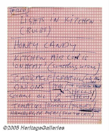 john lennon handwritten shopping list written in handwritten grocery list