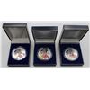 Image 1 : THREE COLORIZED AMERICAN SILVER EAGLE