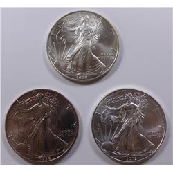 LOT OF THREE AMERICAN SILVER EAGLES
