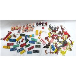 VINTAGE FIGURINES AND TOOTSIE TOY CARS