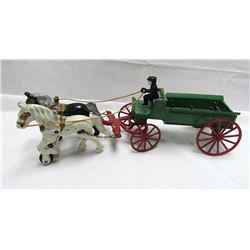 ANTIQUE KENTON CAST IRON 2 HORSE DRAWN