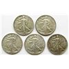 Image 1 : 5-WALKING LIBERTY HALF DOLLARS VG/F