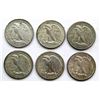 Image 2 : 6-WALKING LIBERTY HALF DOLLARS: