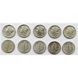 10 - 1945 MERCURY DIMES AU/BU