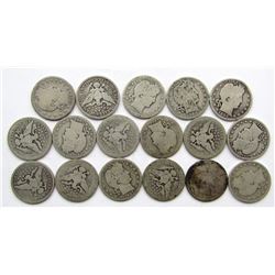 BARBER QTR LOT of 17 COINS