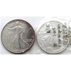 1990 & 1997 .999 SILVER ONE OUNCE EAGLE