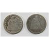 Image 1 : 1857 G/VG & 1875 VG/F SEATED DIMES