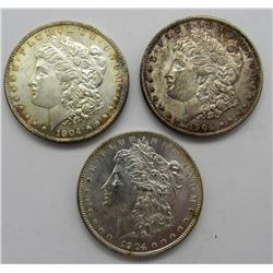 3-1904-O MORGAN SILVER DOLLARS