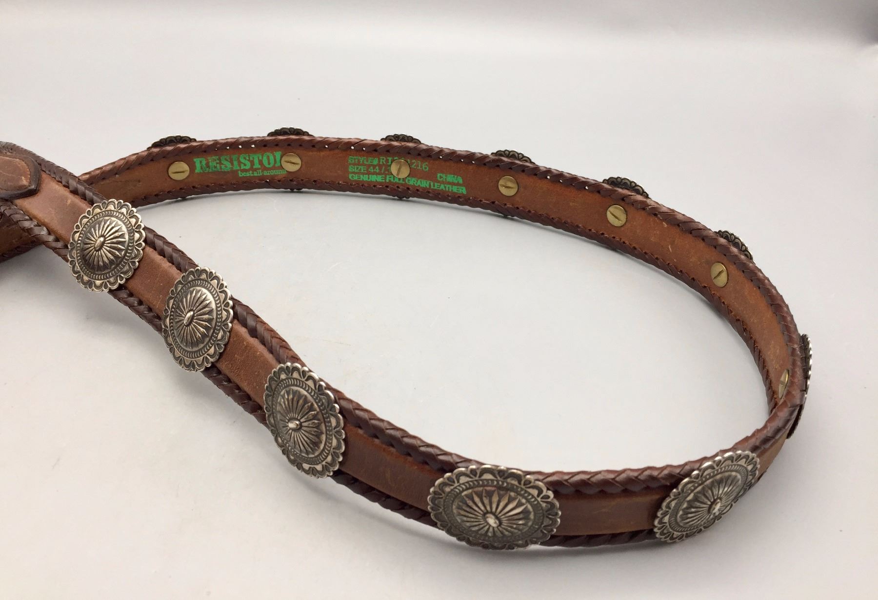 Nice, Leather Belt with Sterling Silver Conchos Western Trading Post