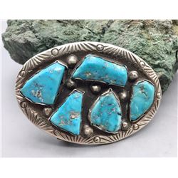 Handmade Sterling Silver and Turquoise Belt Buckle