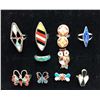 Image 2 : Group of 10 Vintage Inlay Rings