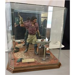 Large Dee Flagg Wood Carving and Case