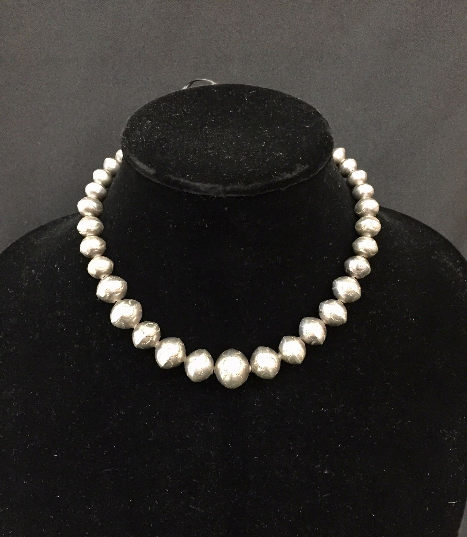 Vintage sterling silver bead necklace Outlet