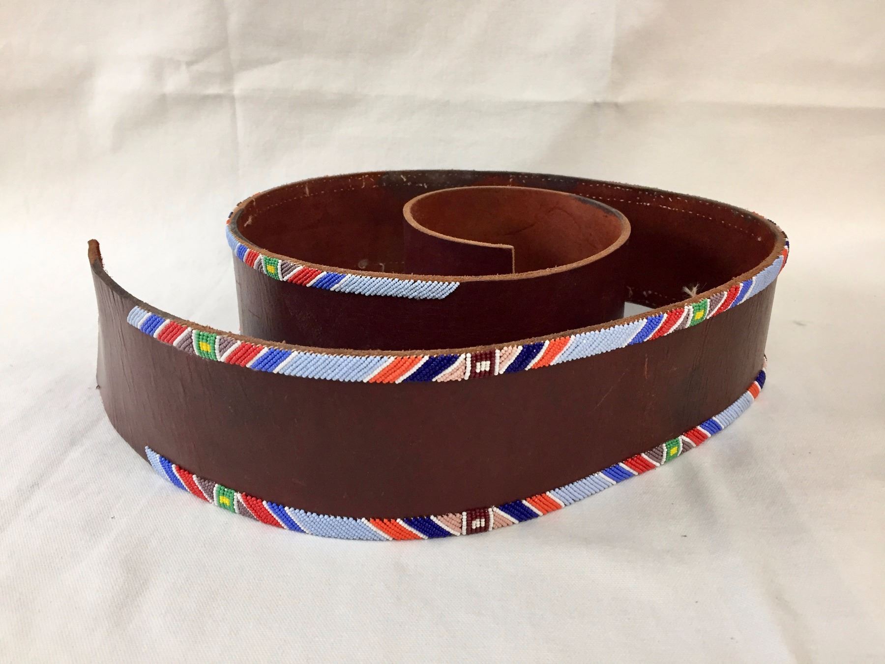 Beaded Leather Strap and Vintage Stone Maul