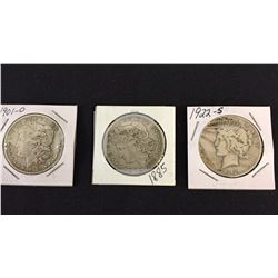 3 Antique Silver Dollars