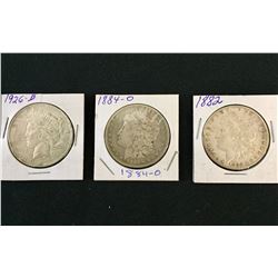 3 Antique Silver Dollars