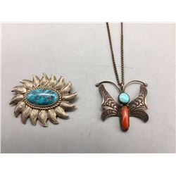 Vintage Butterfly Necklace and Pin