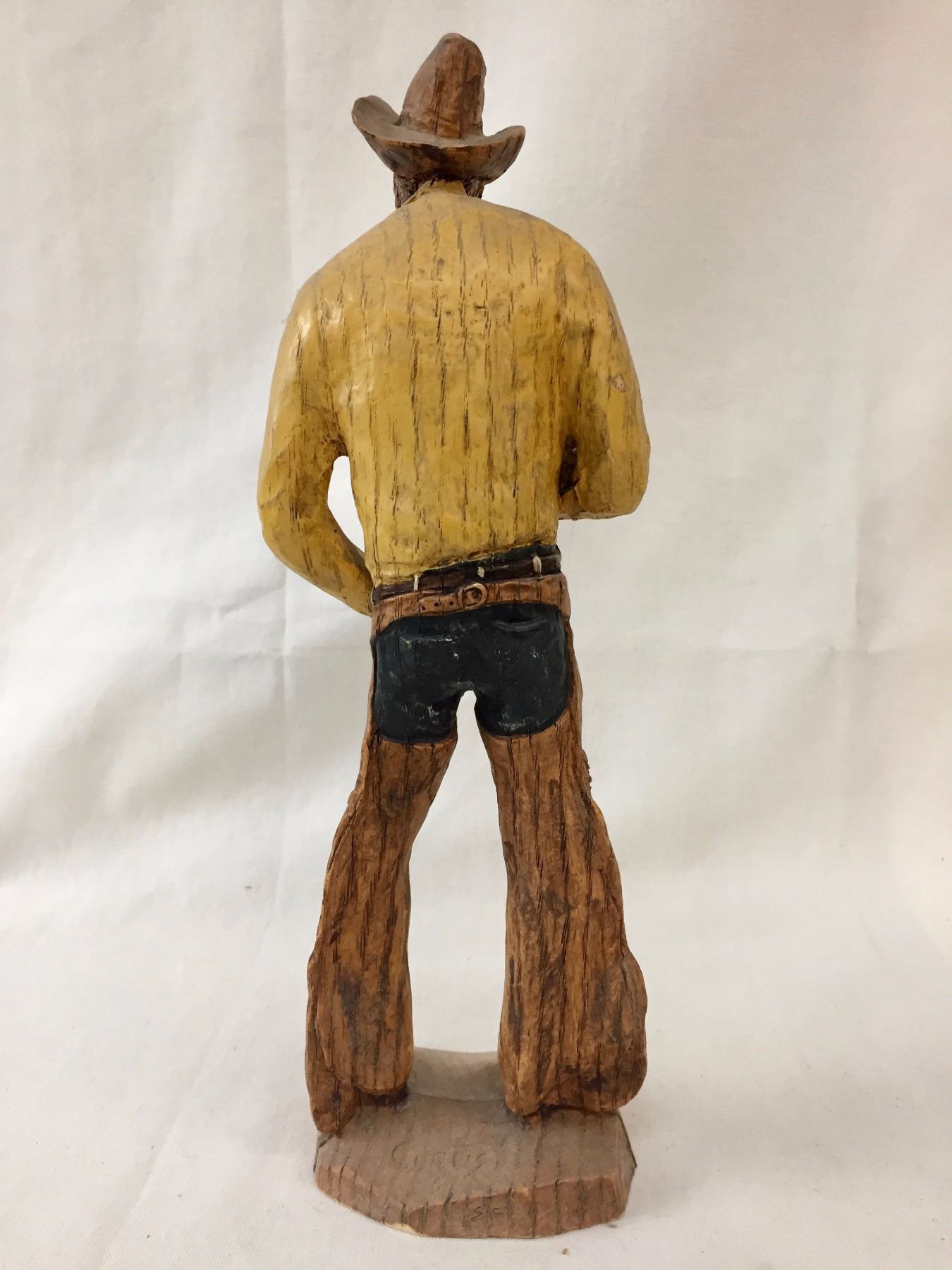Hand Carved Wooden Cowboy Sculpture
