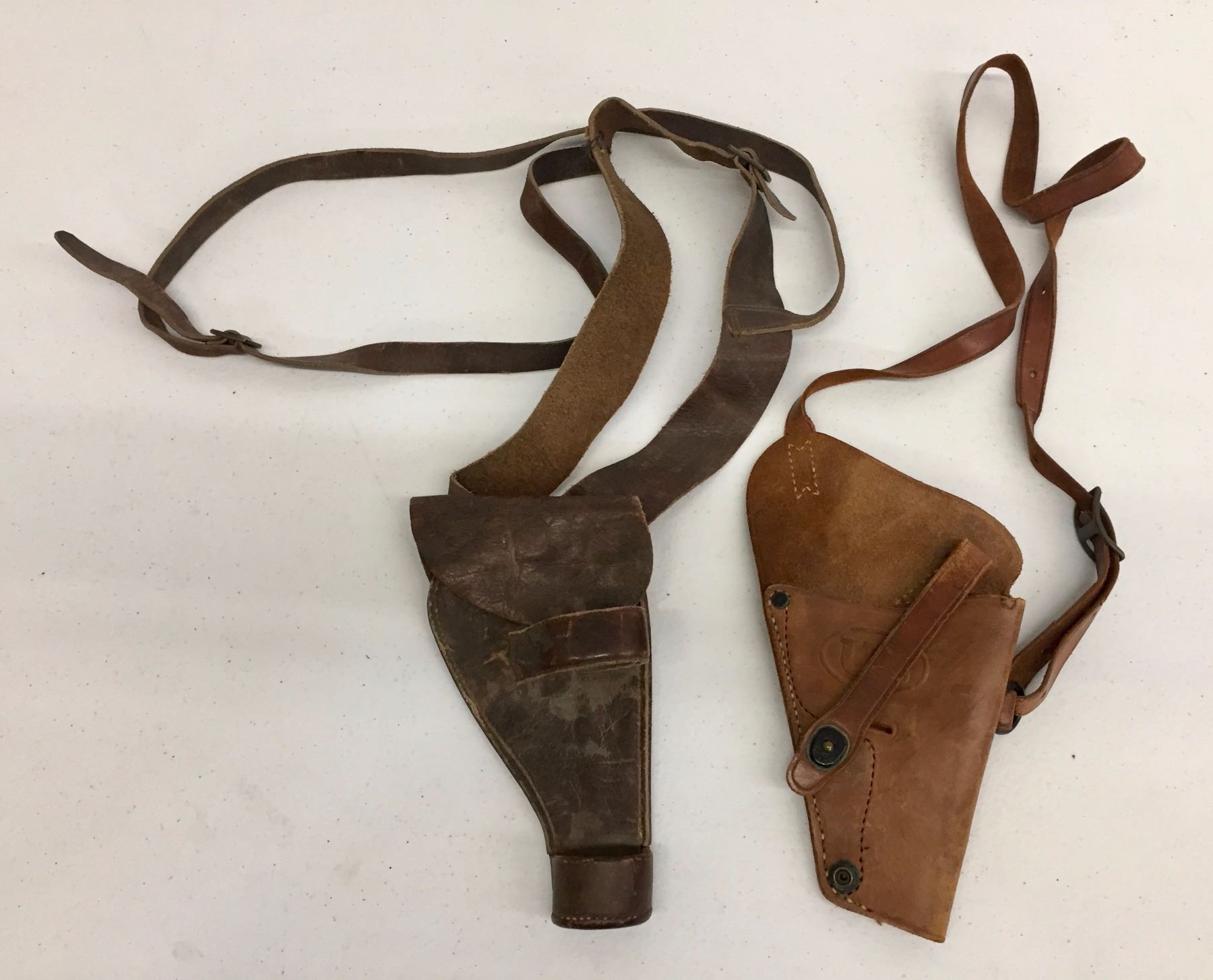 2 Vintage Leather Shoulder Holsters