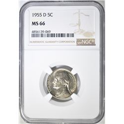 1955-D JEFFERSON NICKEL NGC MS-66