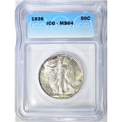 1936 WALKING LIBERTY HALF ICG MS-64