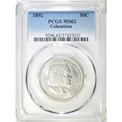 1892 COLUMBIAN COMMEM HALF PCGS MS-62