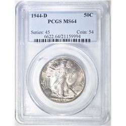 1944-D WALKING LIBERTY HALF PCGS MS-64