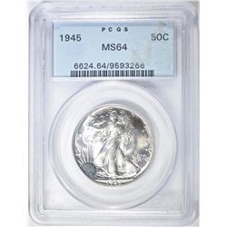 1945 WALKING LIBERTY HALF PCGS MS-64