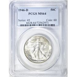 1946-D WALKING LIBERTY HALF PCGS MS-64