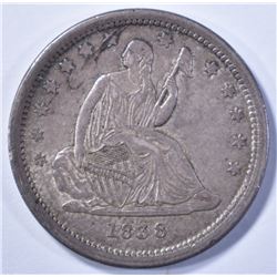 1838 SEATED LIBERTY QUARTER, AU