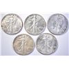 Image 1 : (5) WALKING LIBERTY HALF DOLLARS  (2) 1941,