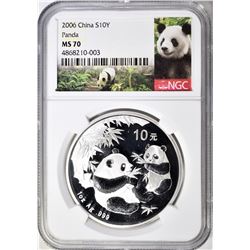 2006 1oz SILVER CHINESE PANDA, NGC MS-70